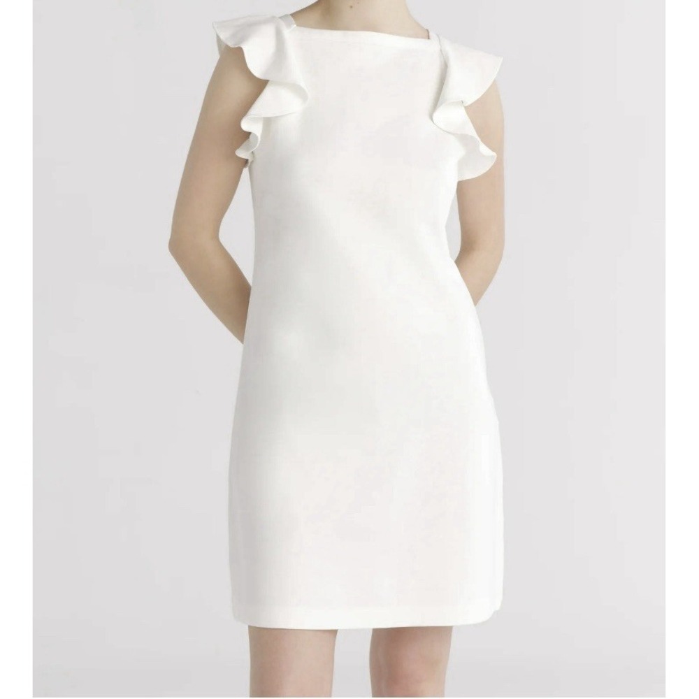 Free Assembly Ruffle Sleeveless Mini Dress‎ Womens S White Shift Bridal Feminine